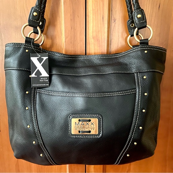 NWT MAXX New York Signature Spacious Genuine Leather Tote & Shoulder Bag - Picture 12 of 14